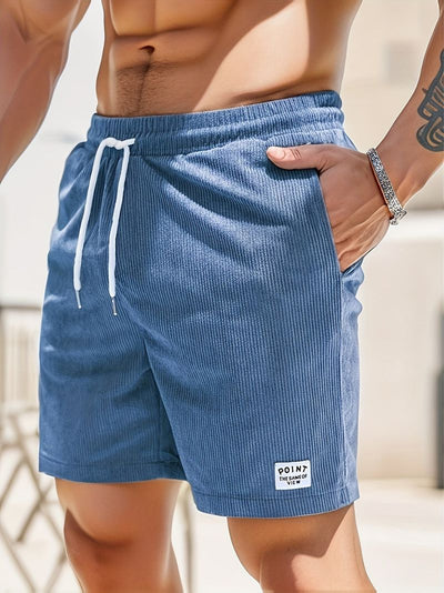 Pantalón corto casual de pana para hombre con cordón de ajuste