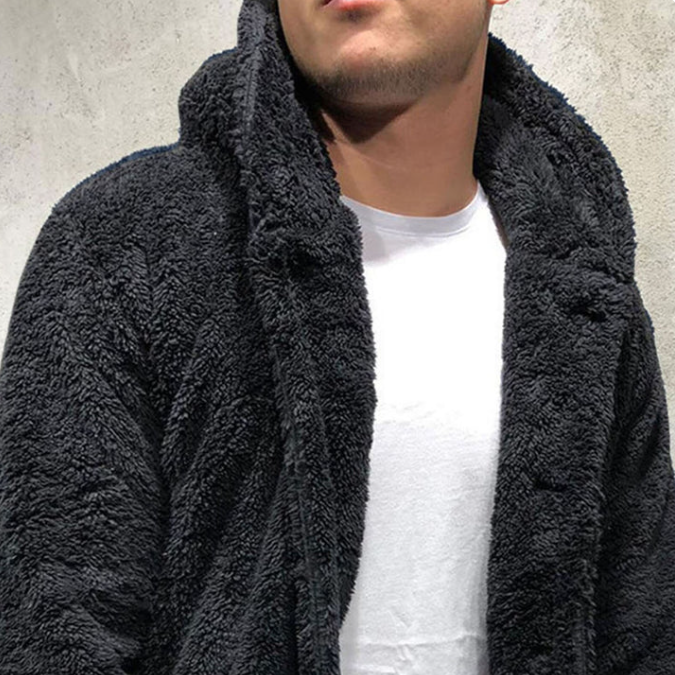 Cálida sudadera polar con capucha para hombre