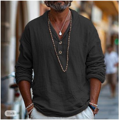 Camisa de lino de alta calidad para hombre con un diseño a la moda