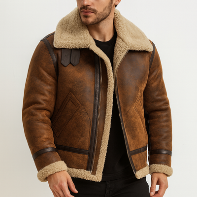 Cazadora retro de efecto piel con interior afelpado - Derval