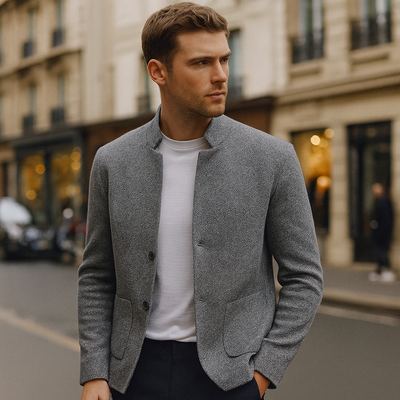 Chaqueta de punto para hombre con cuello mao - Karl