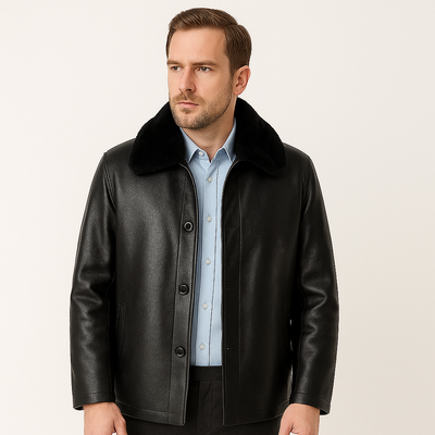 Chaqueta de piel vegana con cuello - Liam