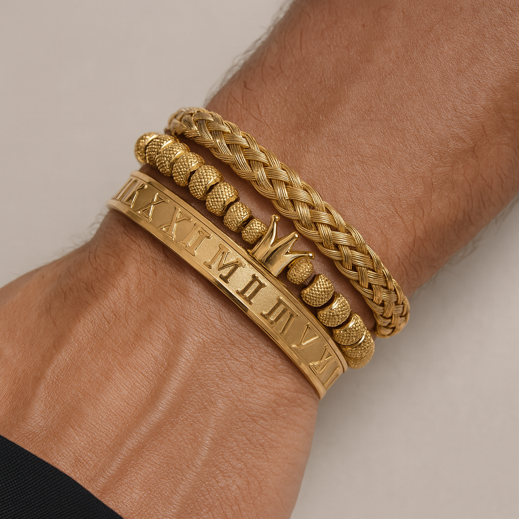 Pulsera hombre diseño corona imperial estilo romano - Magnus