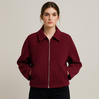 Chaqueta corta de lana con cremallera para mujer - Sonia