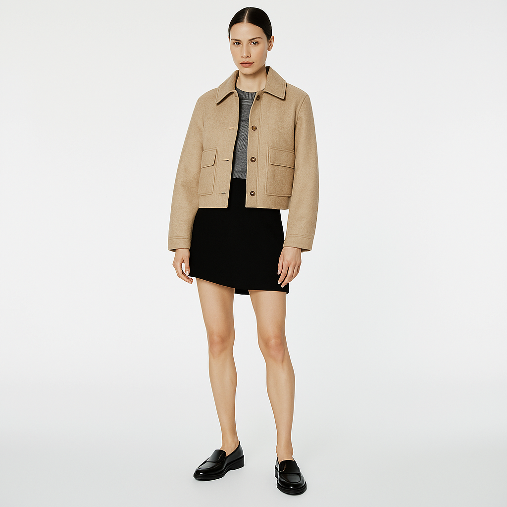 Chaqueta de otoño casual de mujer con solapa y bolsillos - Heidi