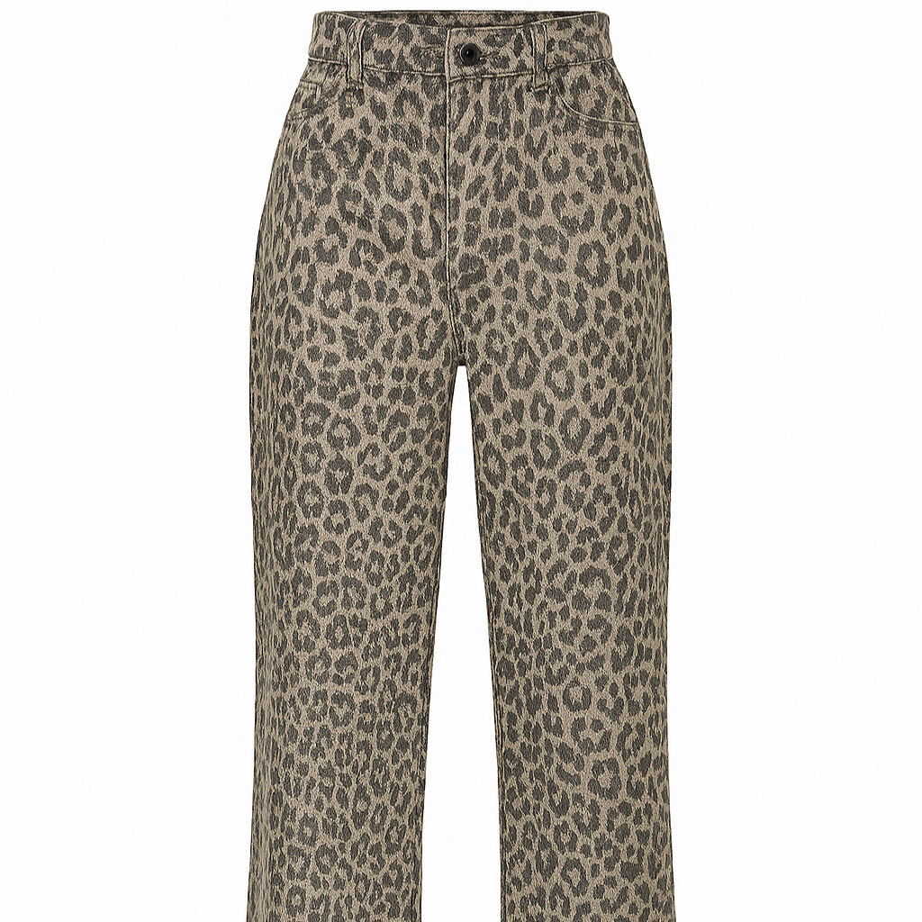 Pantalón mujer tiro alto estampado animal corte recto – Nadine