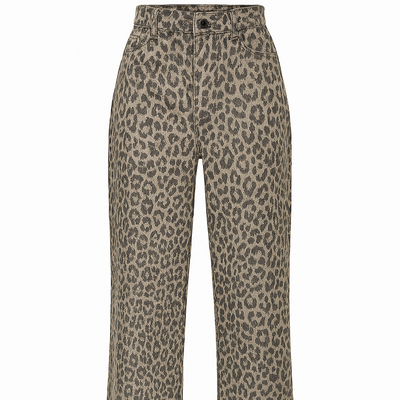Pantalón mujer tiro alto estampado animal corte recto – Nadine