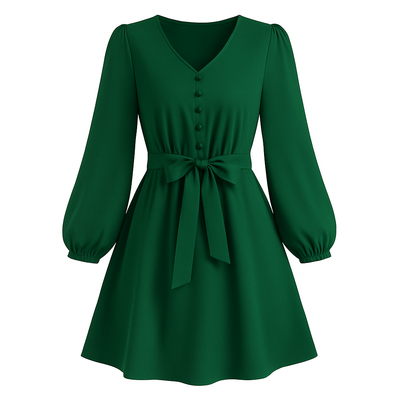 Vestido corto con lazo en cintura - Narella