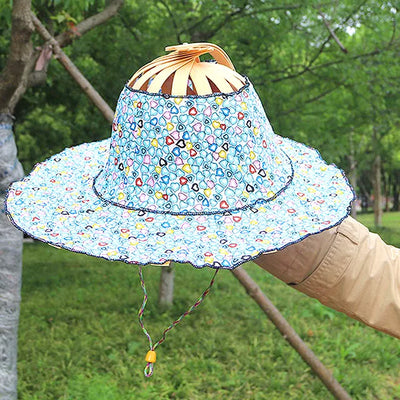 Creativo abanico plegable sombrero de las mujeres de bambú de seda de moda