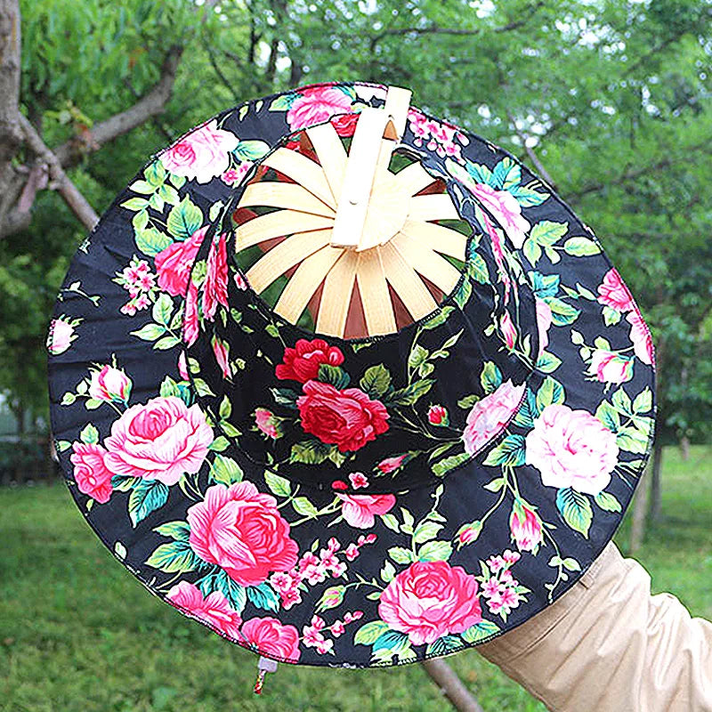 Creativo abanico plegable sombrero de las mujeres de bambú de seda de moda