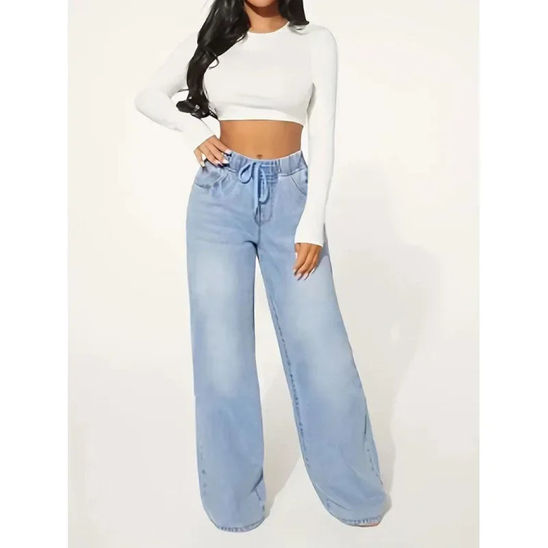 Pantalon vaquero mujer ancho talle alto - Amandine