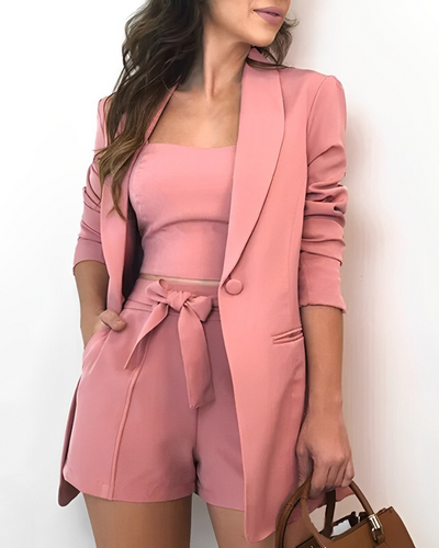 Conjunto mujer con blazer ligero y short elegante - Darelis