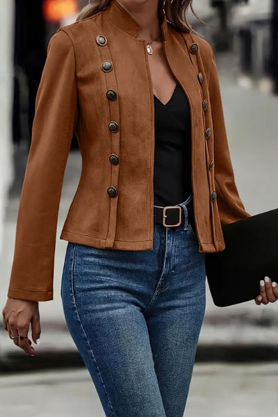 Chaqueta mujer piel vegana con botones - Clarisse