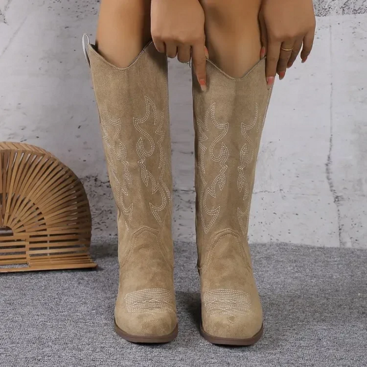 Botas cowboy mujer de ante bordado - Salome