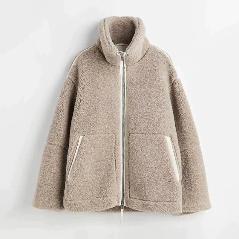 Chaqueta oversized mujer calida con cremallera - Selindra