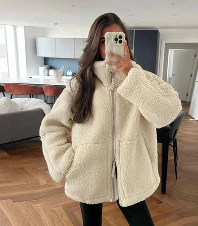 Chaqueta oversized mujer calida con cremallera - Selindra