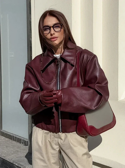 Chaqueta mujer efecto piel vegana estilo premium - Maelle