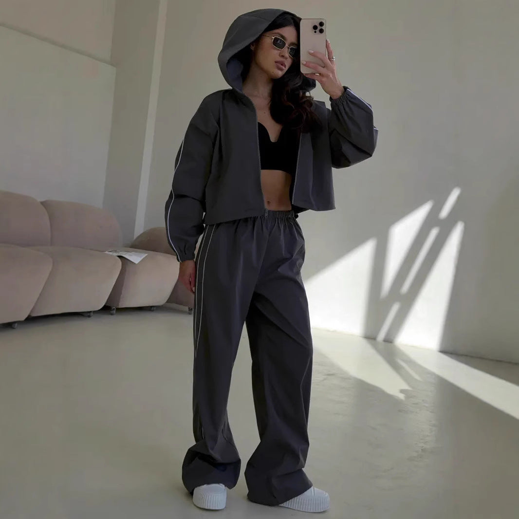Conjunto deportivo con chaqueta y pantalon ancho - Giada