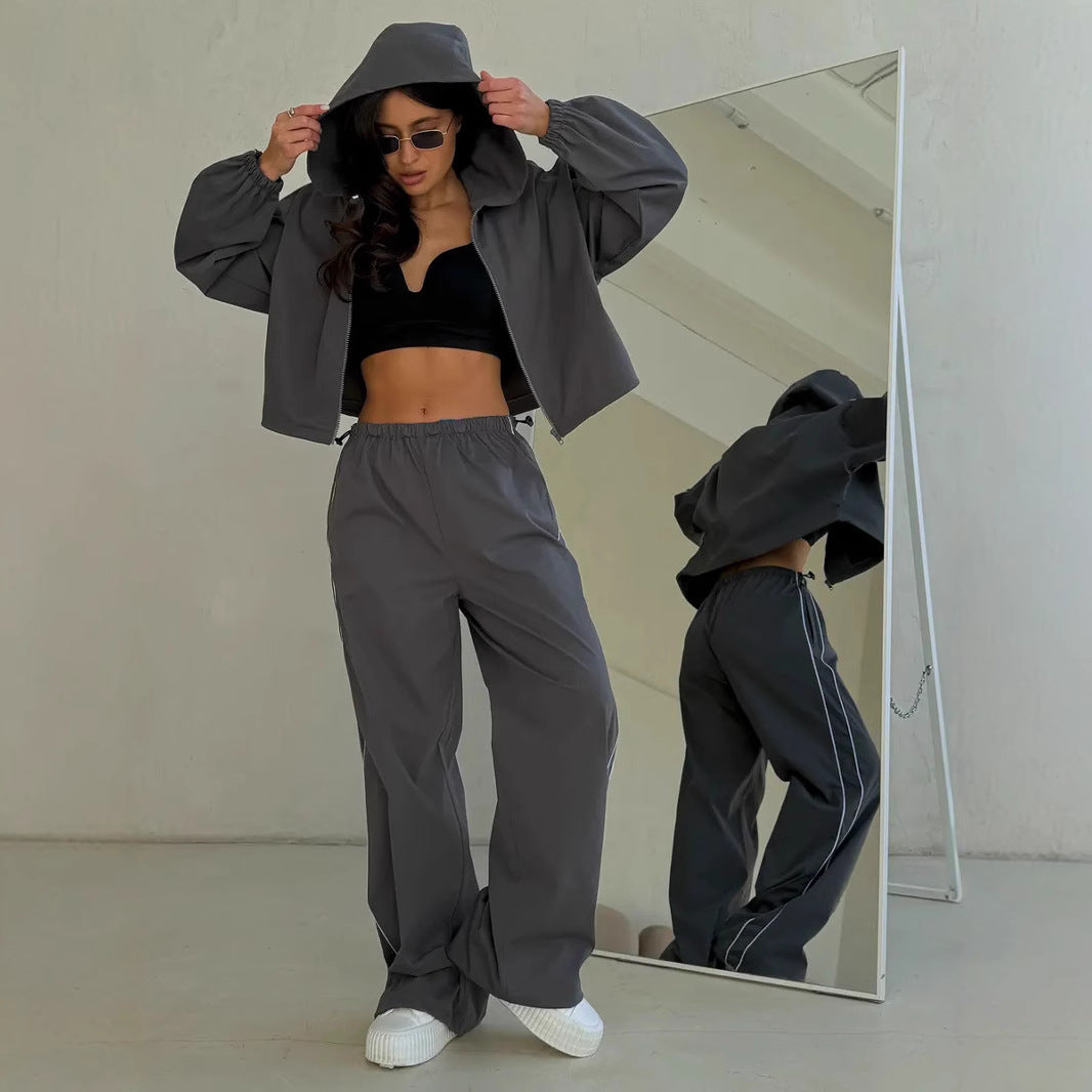 Conjunto deportivo con chaqueta y pantalon ancho - Giada