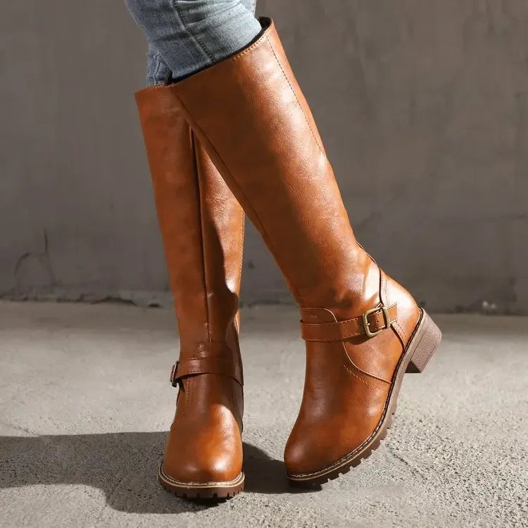 Botas mujer altas de piel vegana con cremallera - Alondra