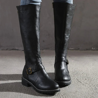 Botas mujer altas de piel vegana con cremallera - Alondra