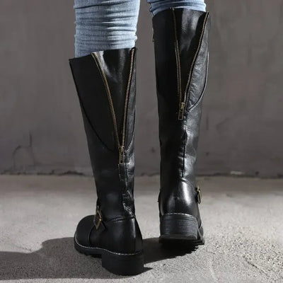 Botas mujer altas de piel vegana con cremallera - Alondra