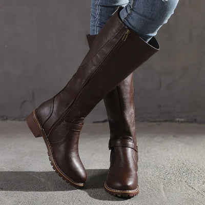 Botas mujer altas de piel vegana con cremallera - Alondra