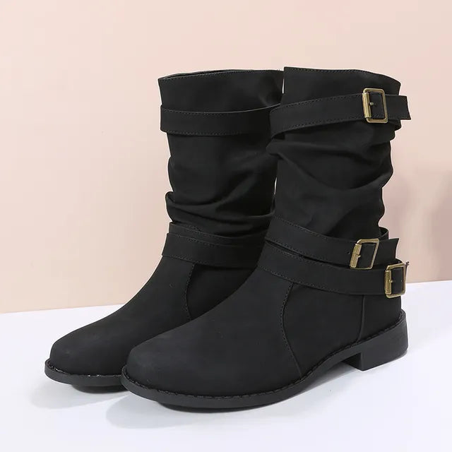 Botas mujer piel vegana con hebillas - Linnea