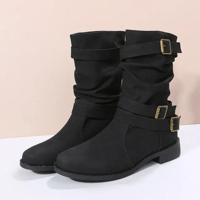Botas mujer piel vegana con hebillas - Linnea