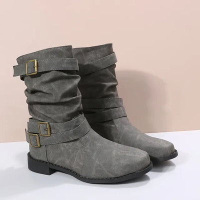 Botas mujer piel vegana con hebillas - Linnea