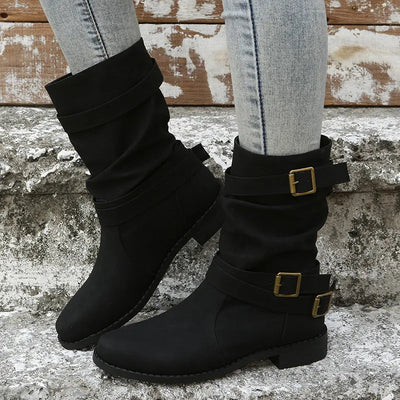 Botas mujer piel vegana con hebillas - Linnea