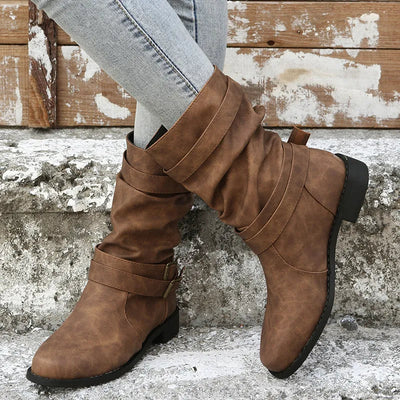 Botas mujer piel vegana con hebillas - Linnea