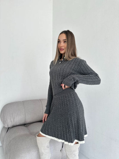 Vestido mujer de punto trenzado con cuello alto - Shenia