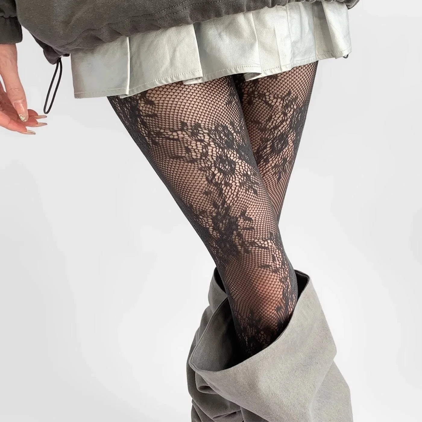 Medias de red con diseño floral - Avata