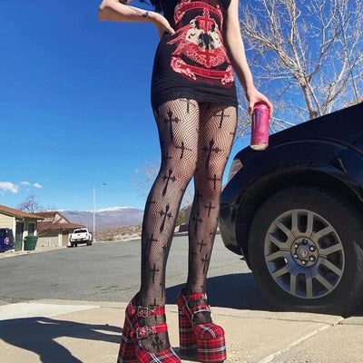 Medias de red mujer goticas con encaje - Isolde