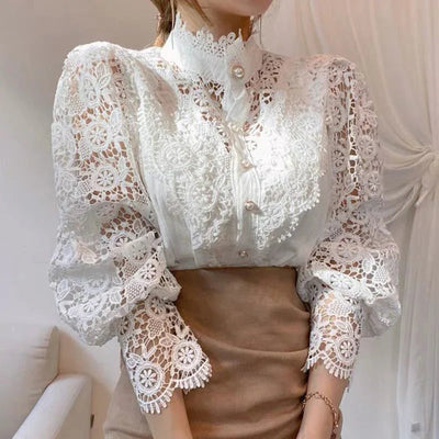 Blusa mujer encaje manga larga - Elisabetta