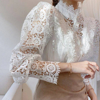 Blusa mujer encaje manga larga - Elisabetta