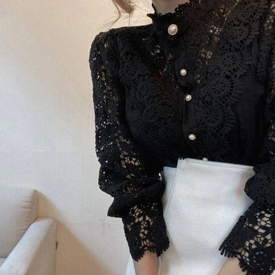 Blusa mujer encaje manga larga - Elisabetta