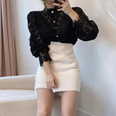Blusa mujer encaje manga larga - Elisabetta