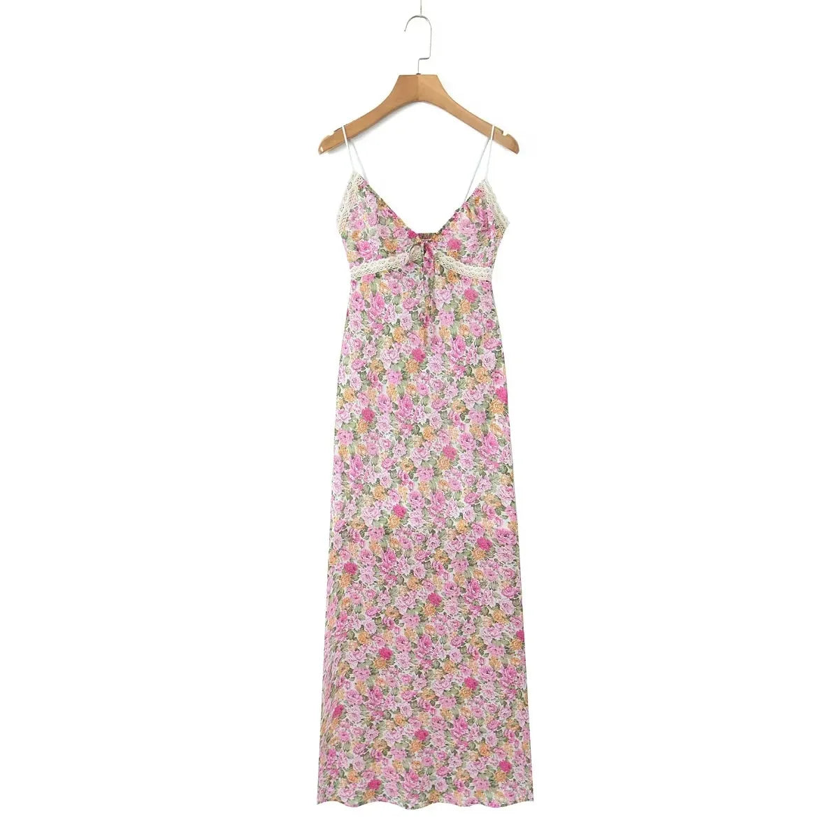 Dorette - Vestido midi sin tirantes con detalle de estampado floral