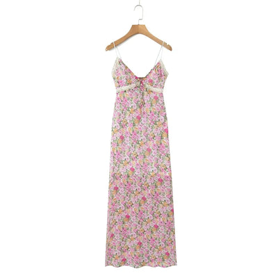 Dorette - Vestido midi sin tirantes con detalle de estampado floral