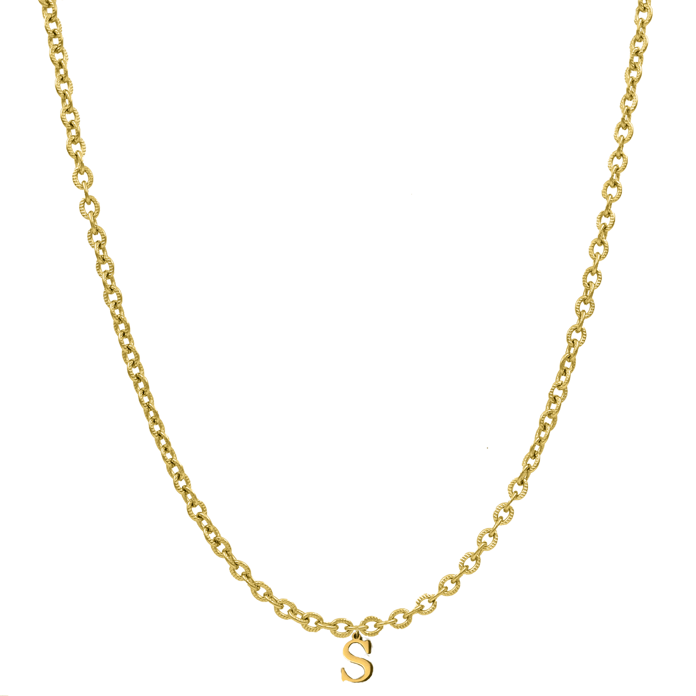 Elegante cadena Basic Letter chapada en oro de 14 quilates