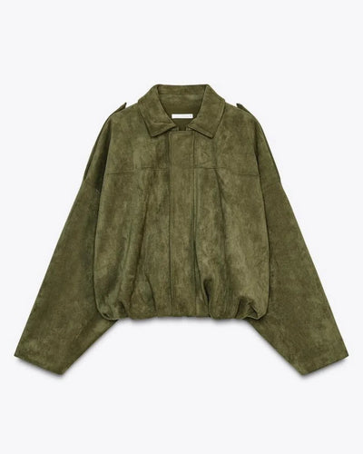 Chaqueta oversized de mujer en piel vegana estilo ante - Fabiane