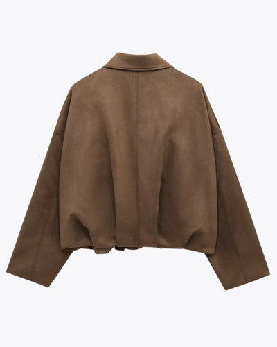 Chaqueta oversized de mujer en piel vegana estilo ante - Fabiane