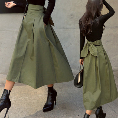 Falda midi de mujer con cintura alta