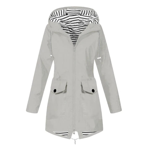 Abrigo mujer impermeable ligero con capucha ajustable - Jade