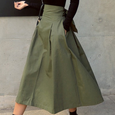 Falda midi de mujer con cintura alta