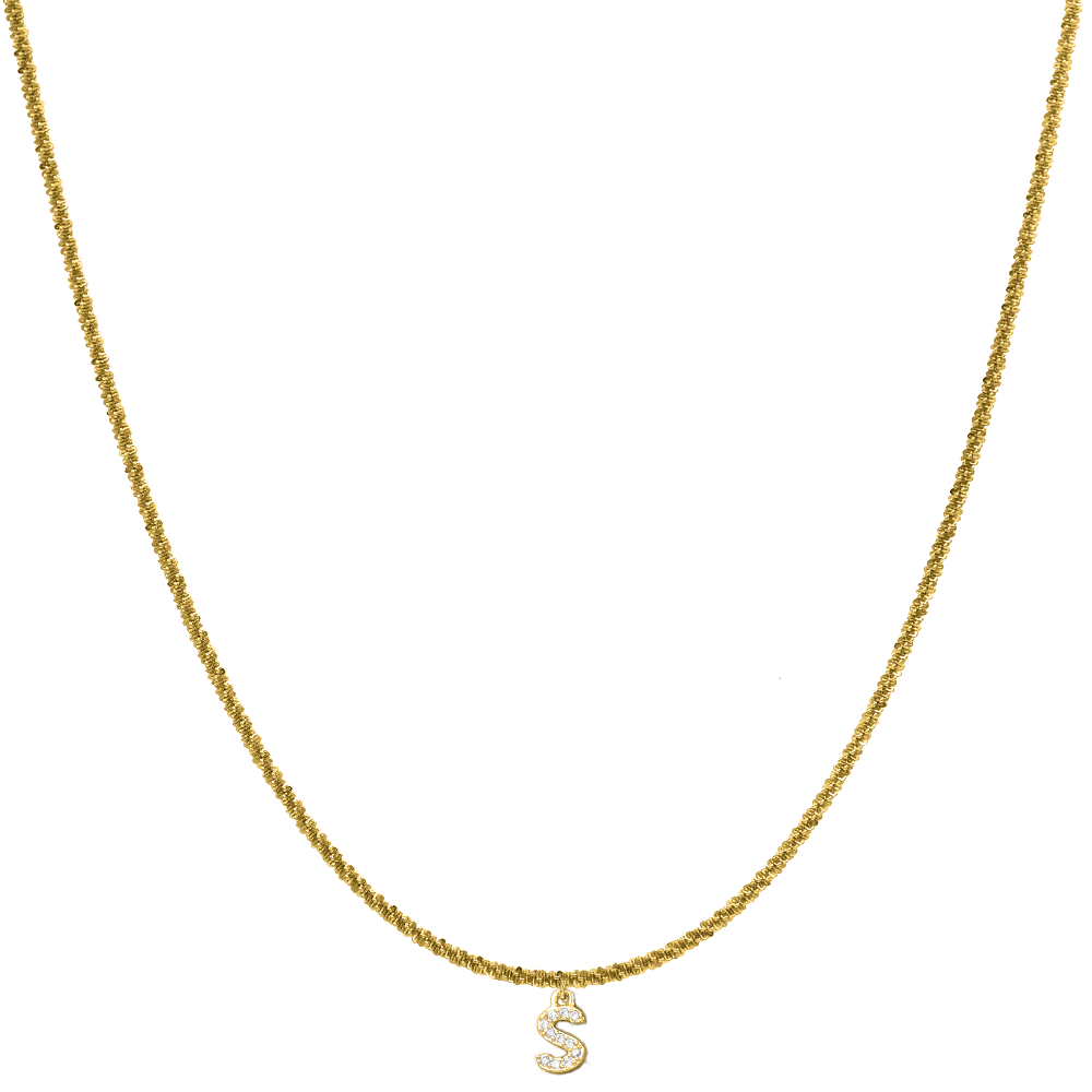 Collar Sparkle Mini Diamond Letter chapado en oro de 14 quilates