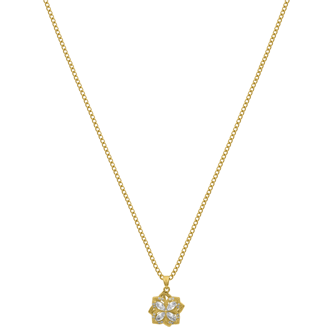 Collar Flor giratoria chapado en oro de 18 quilates