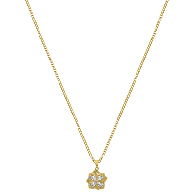 Collar Flor giratoria chapado en oro de 18 quilates